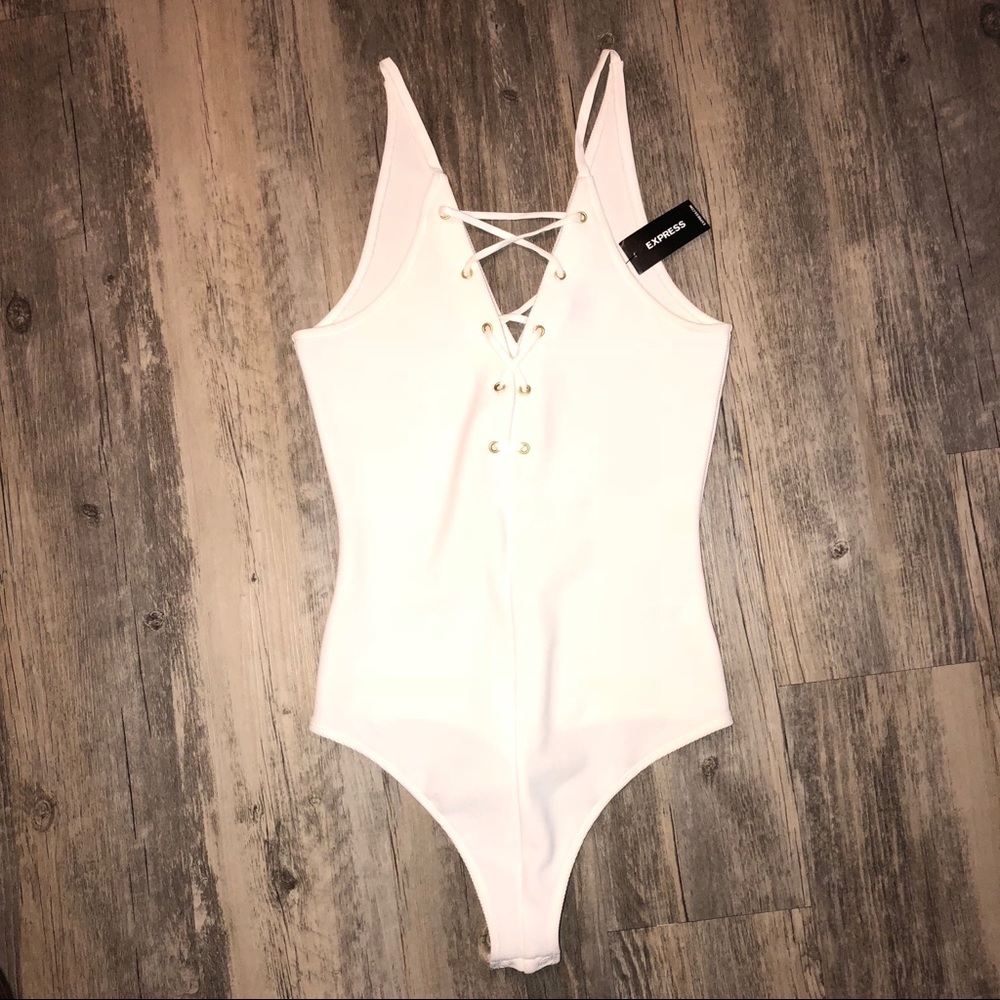 White Lace Up Body Suit - Picture 4 of 5